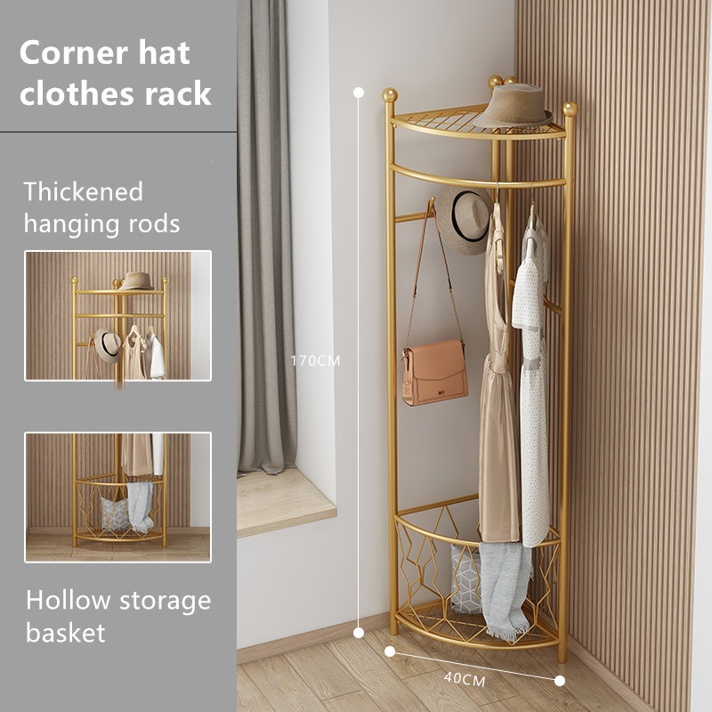 Home Furniture Bedroom Living Room Hat Clothes Storage Racks Metal Corner Clothing Display Rack