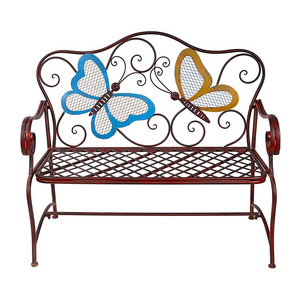 Colorful Butterfly Shaped Bench Durable Painted Metal Decorative chair Bench For Garden Yard patio Decoration