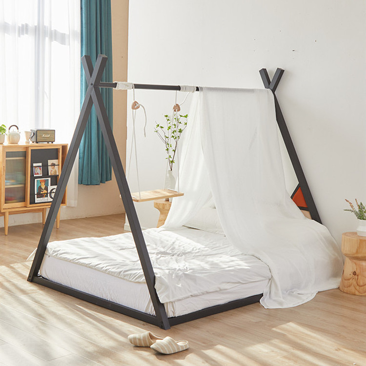 Simple Modern Hostel 120cm 150cm Metal Queen Bed Frame Luxury Kid's Room Swing Metal Beds