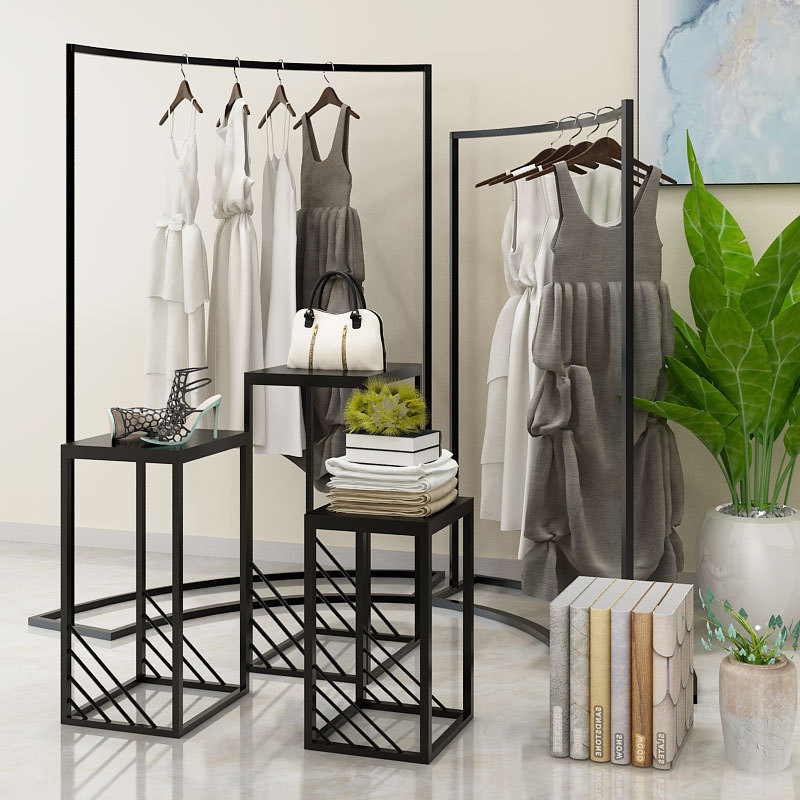 metal Simple Display Free Stand Floor Clothing Store Hanger Garment Shelf Hanging Clothes Rack Closet Organizer for Bedroom