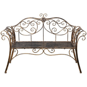 Antique Bronze Metal Garden Bench Chair 2 Seater for Garden, Yard, Patio, Porch and Sunroom Durable Park Stool Wrought Iron