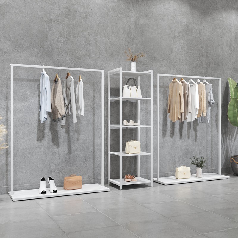 Clothing Shop Black White Garment Display Racks Metal Clothes Storage Racks Iron Clothes Racks