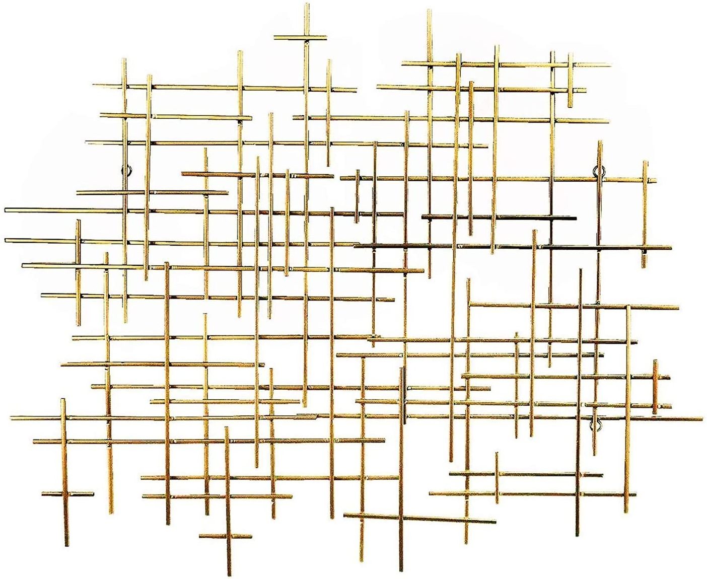 27079 Metal Wall Art Geometric Abstract Modern Cross 37 Inch Light Gold (Light Golden 27079)