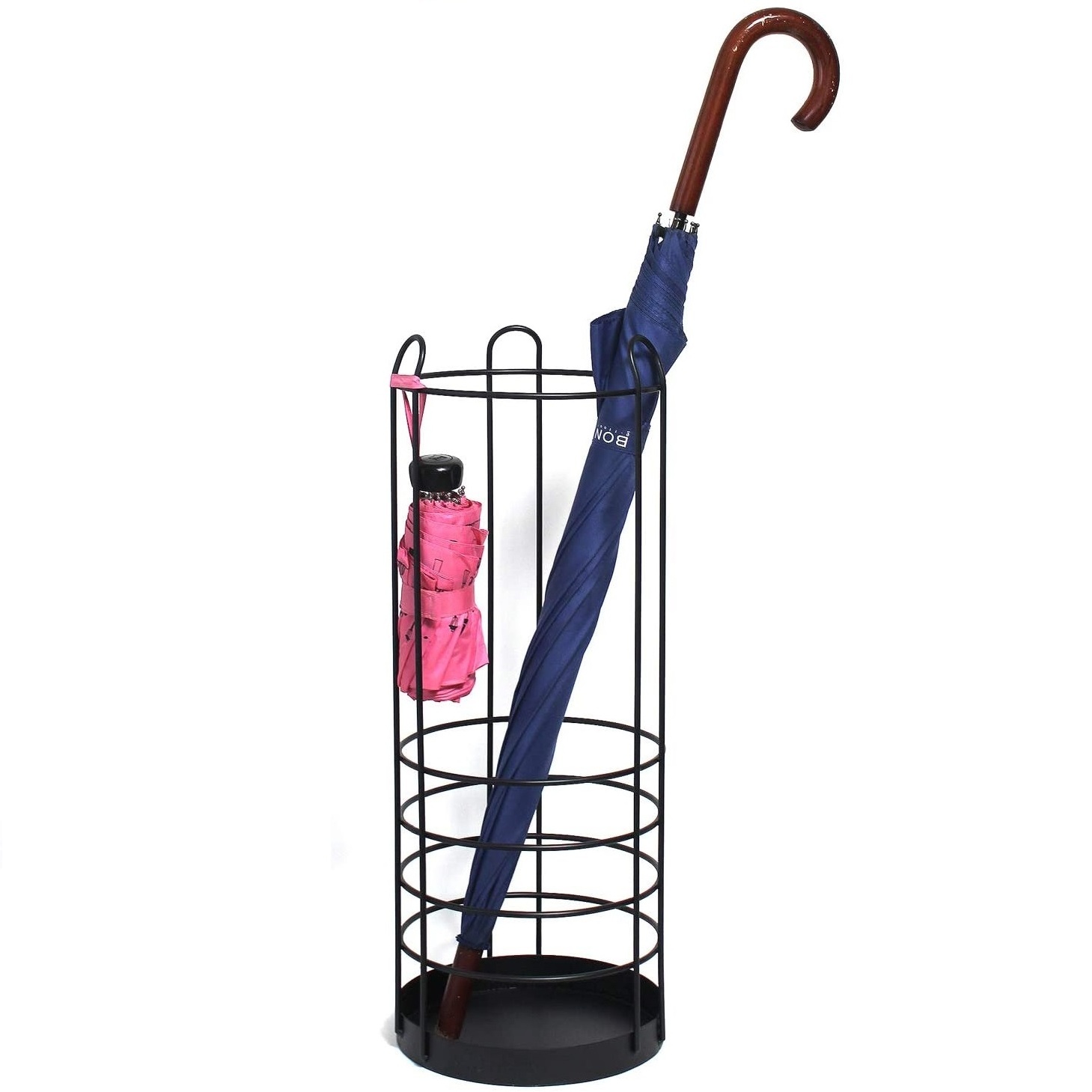 Tall Umbrella Stand Holder-Large Black Iron Umbrella Rack for Home and Office Deco Round Metal Umbrella Basket