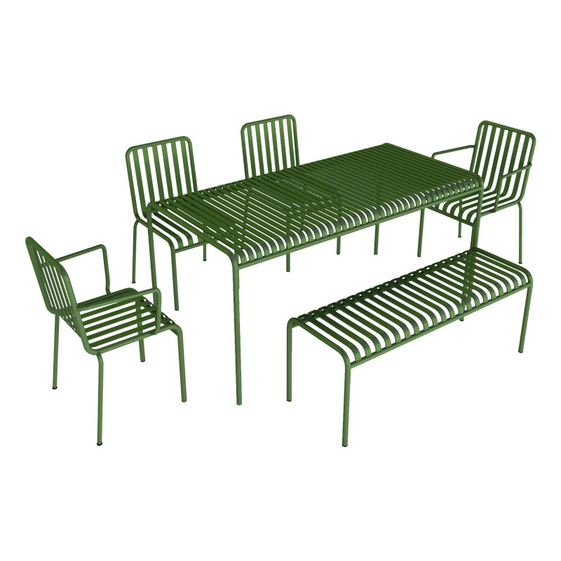 Iron Outdoor Garden Table and Chair Set Patio Benches Modern Simple Leisure Courtyard Outdoor Desk-Chair Tea Coffee Shop