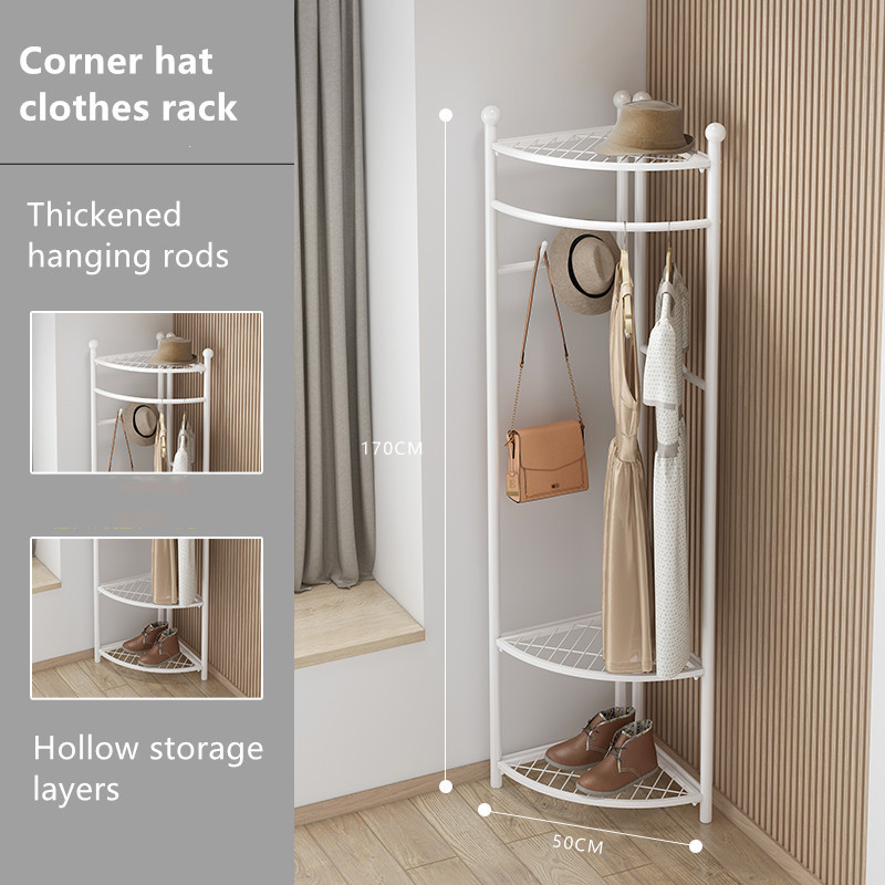 Home Furniture Bedroom Living Room Hat Clothes Storage Racks Metal Corner Clothing Display Rack