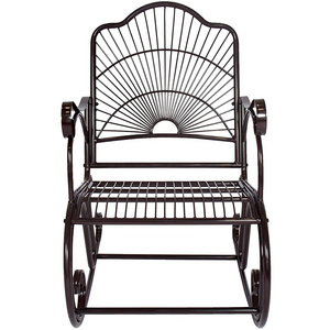 Metal Outdoor antique wrought iron rocking chair for Deck Seat Backyard Glider  Brown