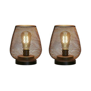 Set of 2 Metal Cage LED Lantern Battery Powered Cordless Accent Light with LED Weddings Parties Patio Indoors Outdoors