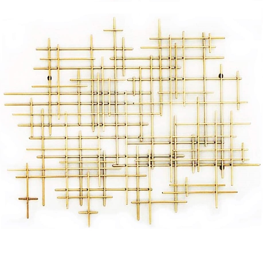 27079 Metal Wall Art Geometric Abstract Modern Cross 37 Inch Light Gold (Light Golden 27079)