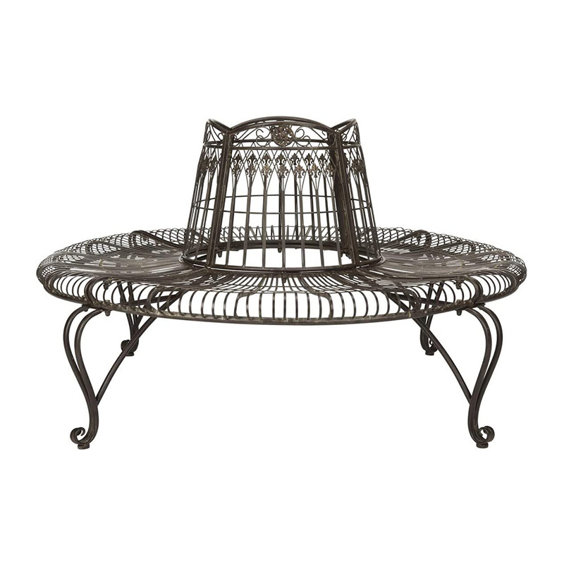 Antique White Wrought Iron Outdoor Tree Bench Outdoor Round Modern Design decorative metal garden Patio chair