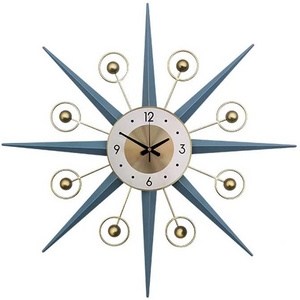 Mid-Century Metal Wall Clock, Large Starburst Decoration for Home, Kitchen,Living Room,Office