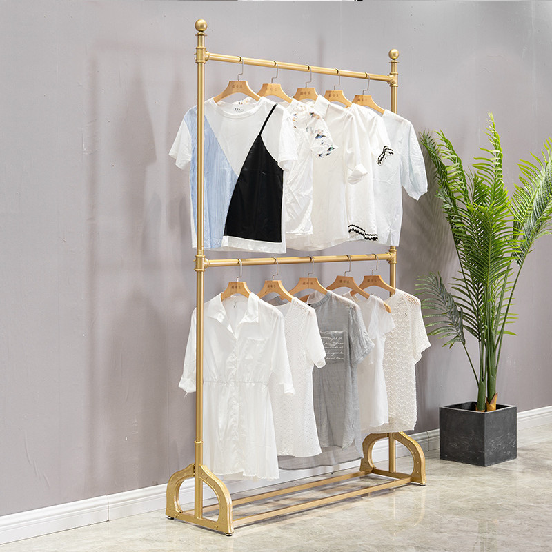 Adjustable Clothes Store Garment Organizer Storage Rack Stand Single Double Rod Metal Clothes Display Racks