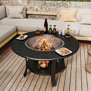 Korean BBQ Grill Table Pellet Stove Iron BBQ Burner Charcoal Grill Wood Stove Fire Pits BBQ Grills Heating Equipment Stoves