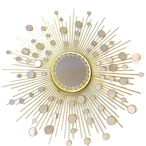 Fancy Bathroom Mirrors,Living Room Wall Mirror, Kitchen Decorative Starburst Metal  Hanging