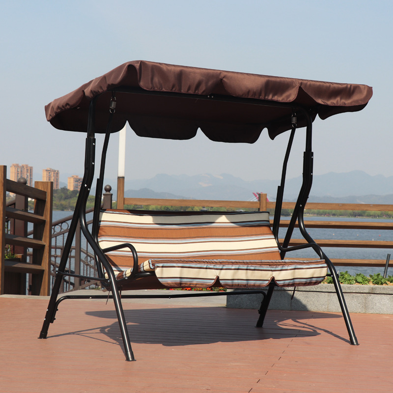 Patio Swing Chair Outdoor Iron Three-Seat Glider Courtyard Garden Balcony Terrace Rocking Chair Manufacturer