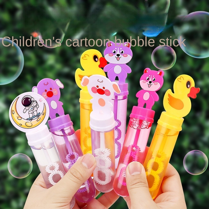 Boxed bubble wand children mixed hair little Yellow duck bubble water wand cartoon mini blow bubble wand wholesale