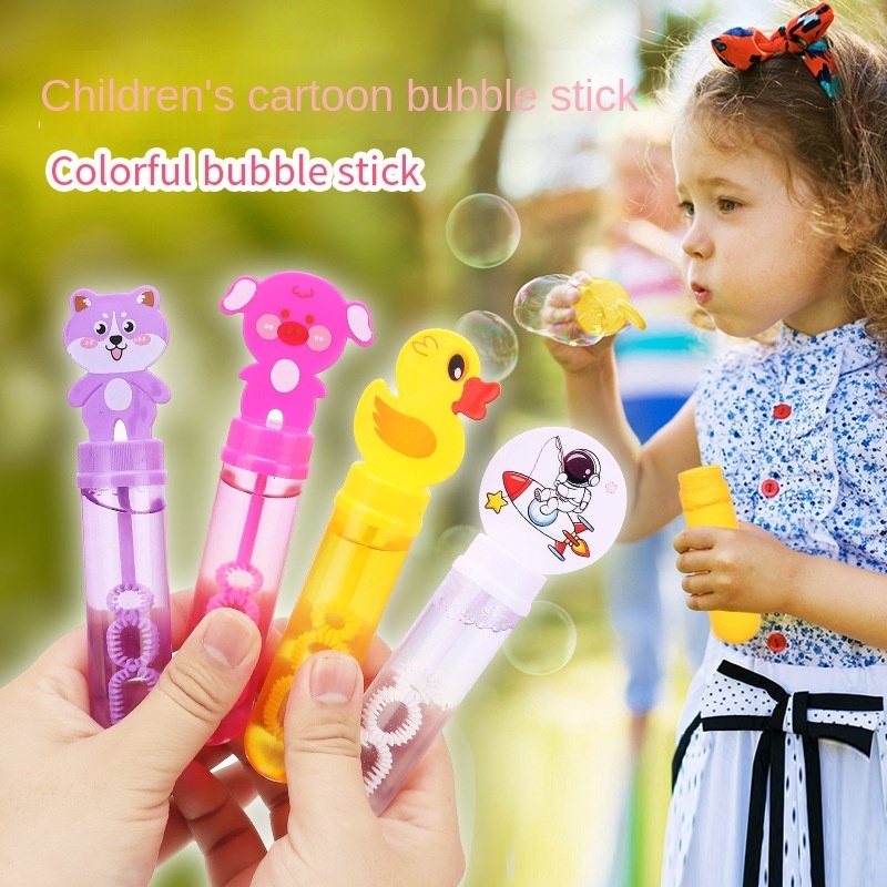 Boxed bubble wand children mixed hair little Yellow duck bubble water wand cartoon mini blow bubble wand wholesale