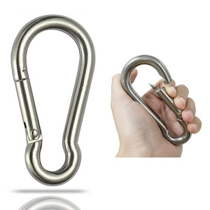 Bag Locking Swivel Climbing Snap Hook Carabiner Clips Custom Logo Shaped Keychain Stainless Steel Metal Carabiner With Eyelet