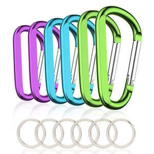 Factory Wholesale Aluminum promotional keychains carabiners D Shape carabiner hook Clips Spring Snap Hook