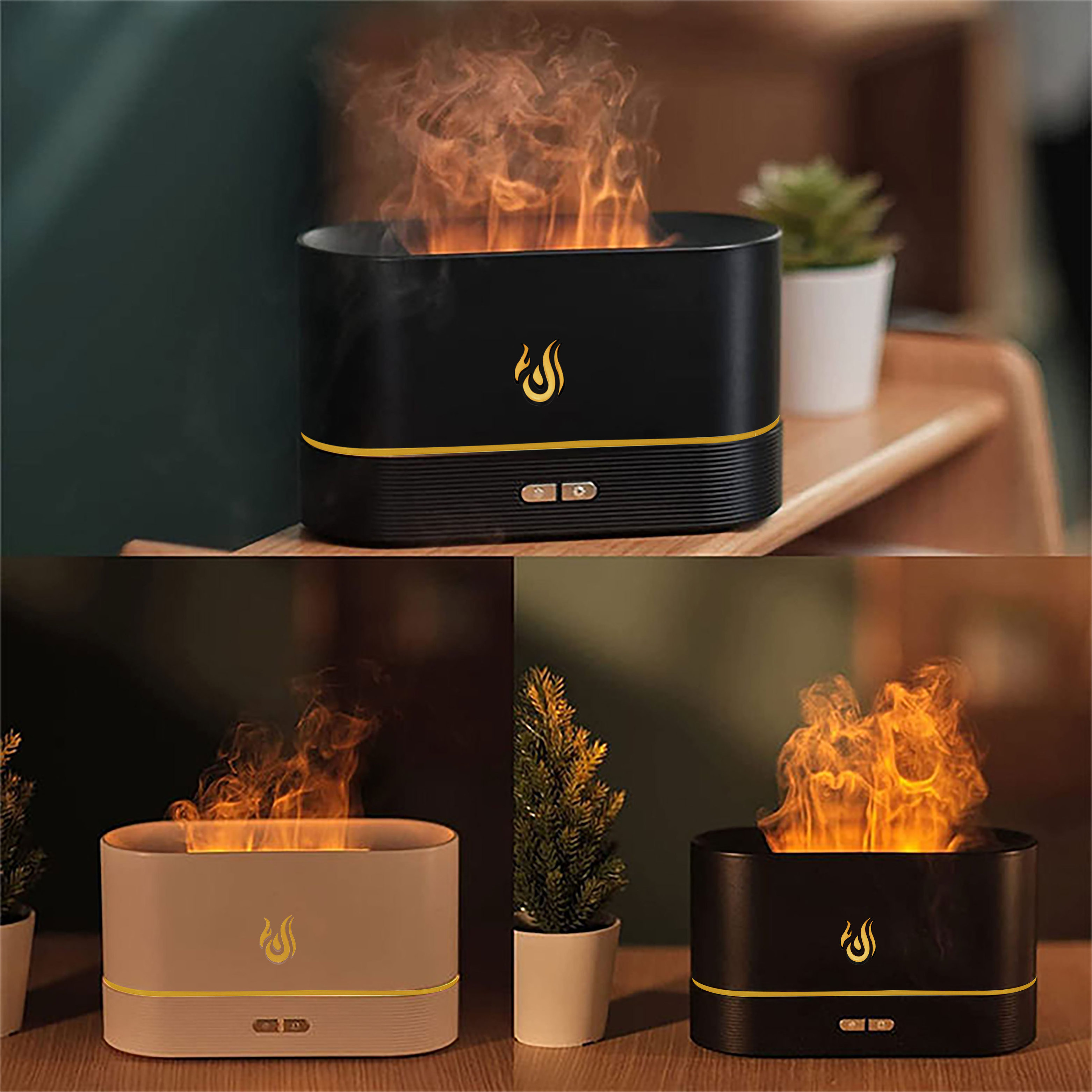 Colorful Fire LED Flame Humidifier Volcano Ultrasonic Cool Mist Maker essential Oil Diffuser machine Flame Lamp Aroma Difusor