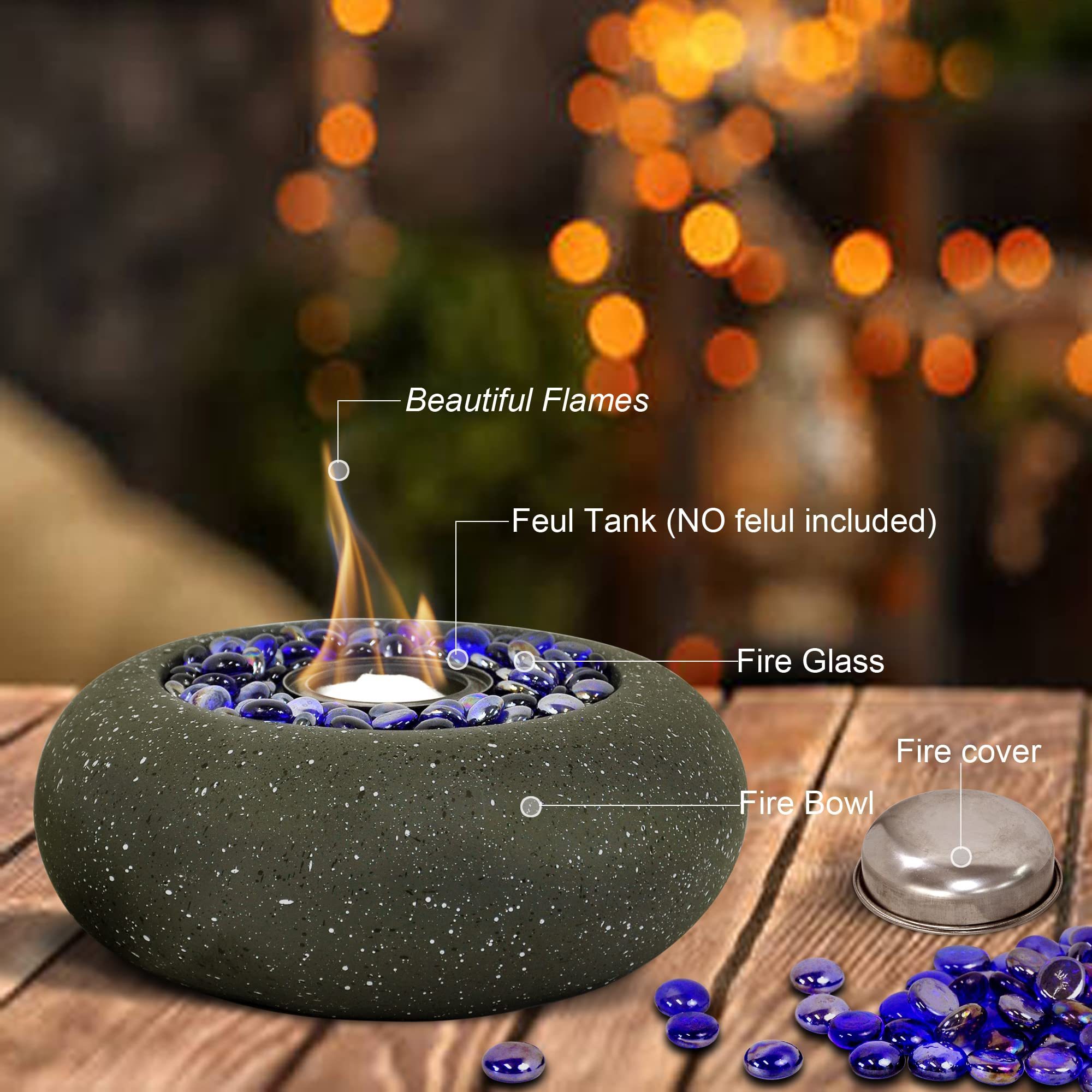 Hot Selling Round Bio Ethanol Fireplace Insert Portable Table Top Fire Pit For Indoor Outdoor