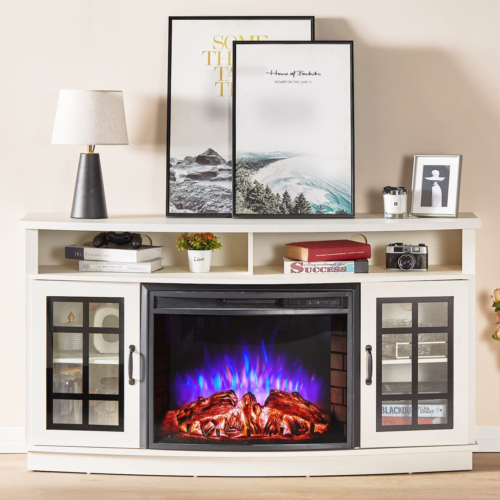 Burning Electric Fireplace Decorative Simulation Flame Indoor Eco-friendly Modern Apartment Fireplace