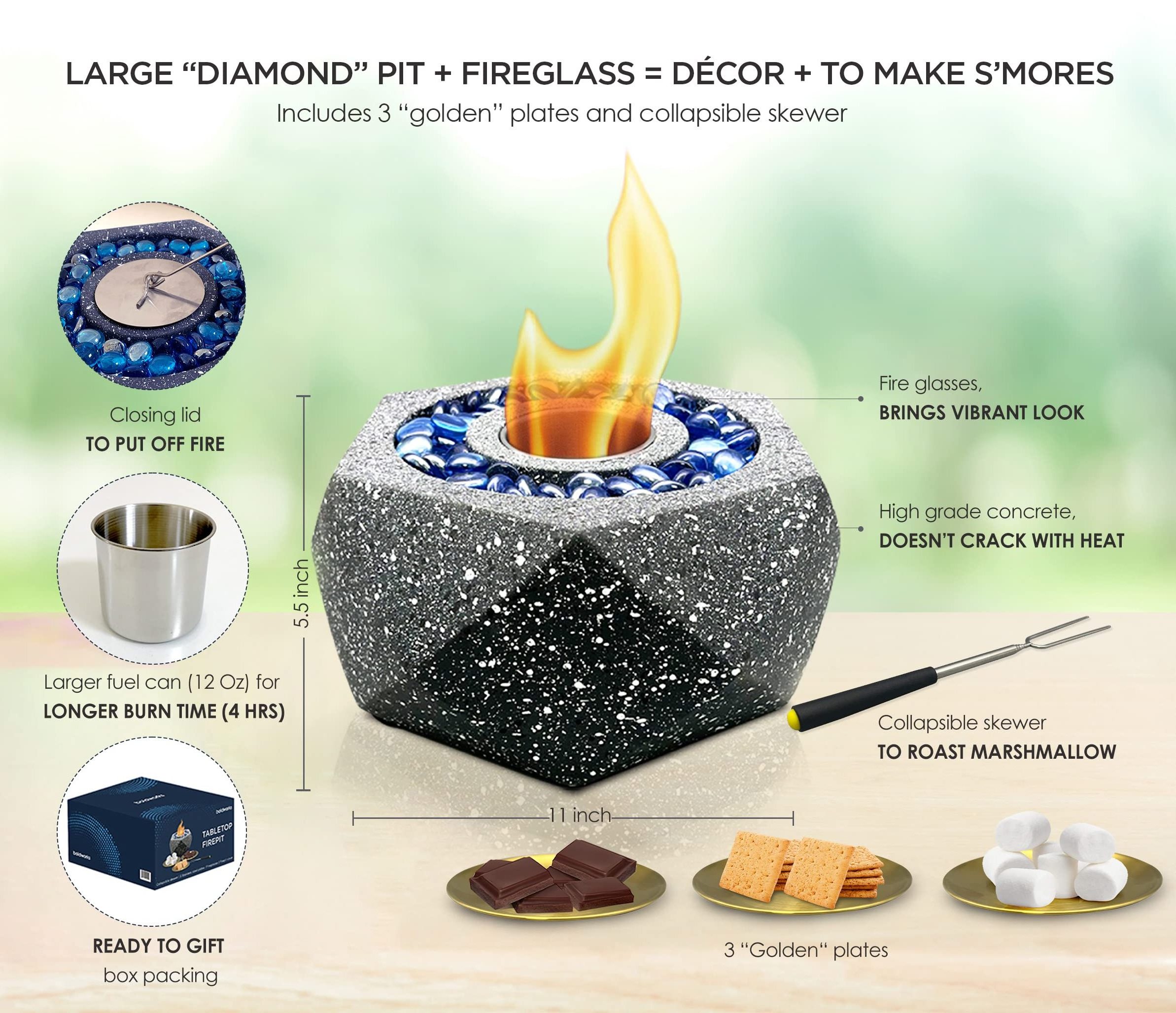 High Quality Wholesale Indoor outdoor tabletop  Bioethanol Fireplace table Top Ethanol Fireplace Mini Tabletop Fire Pit