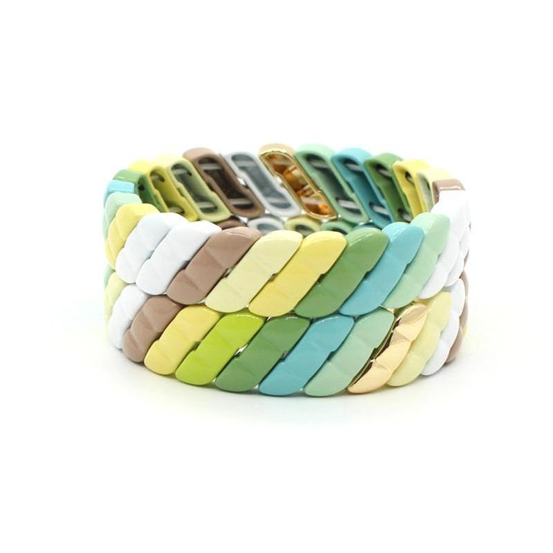 Bohemia Handmade Tile Enamel Beads Bracelet Rainbow Stretch Pulseras Summer Beach Jewellery