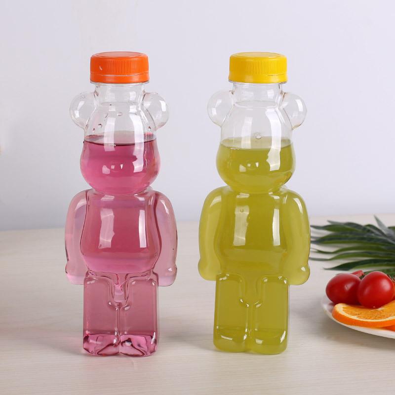 Plastic orange juice bear Bottle Animal Shape Bottle for bubble tea 700ml Food Grade Plastic Honey Container