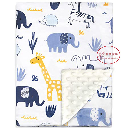 Soft Baby Minky Blanket Micro Fleece Dotted Backing Baby Blanket