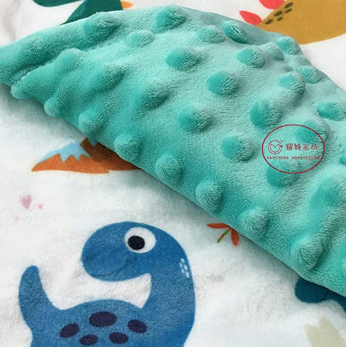 Soft Baby Minky Blanket Micro Fleece Dotted Backing Baby Blanket