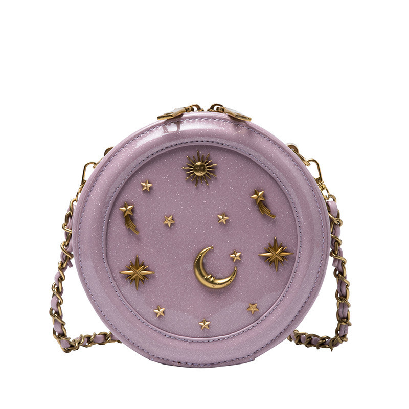 Original Custom Women Party Evening Round Bags Fashion Moon and Star Boxed Ladies purses and Handbags