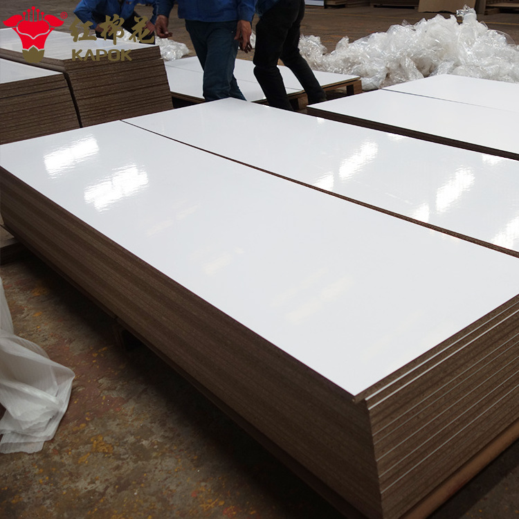 Kapok Panel High gloss 18mm 12mm melamine laminate acrylic mdf boards sheet in china for furniture