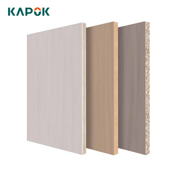 Kapok Panel High Quality Synchronous Wood Grain Melamine Plywood MDF Fibreboard Flakeboard Chipboard Particle Laminated Board