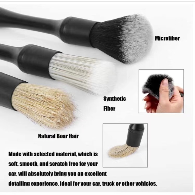 2024 Yaoen Soft Car Brush Set Soft car detailing brush set Auto hot selling wheel brushes 3pcs Car Wash Auto Cleaning