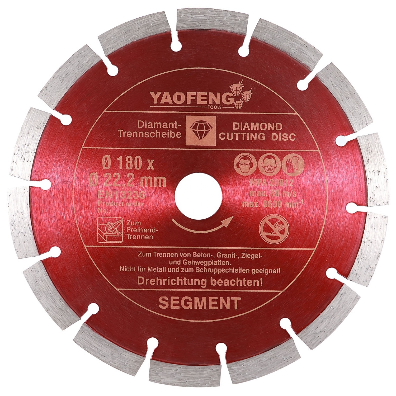 9 inch 230 Europe Market MPA Certificated Segmented Rim Hot Press Diamond Saw Blade