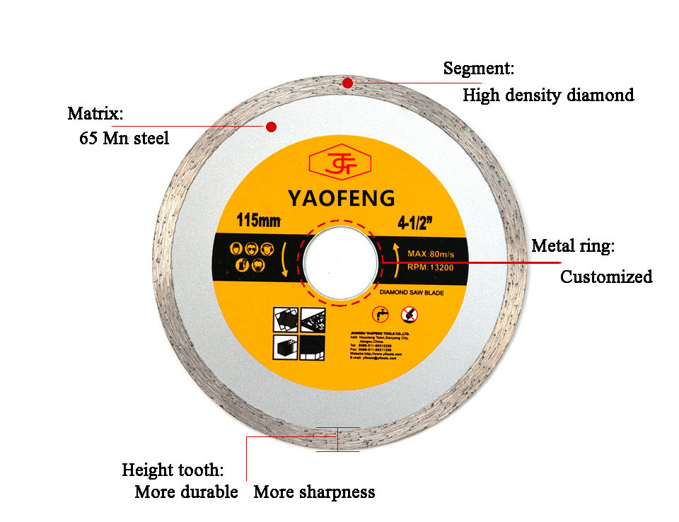 125mm 5inch continuous rim diamond circular saw blade for concrete brick block stone granite cutting