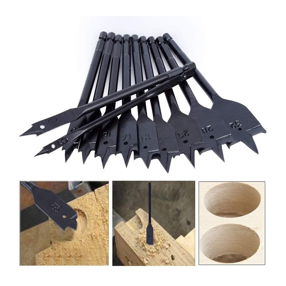 Flat Wood Drill Bits,Spade Paddle Flat Wood Boring Titanium Coated Paddle Flat Woodworking Tools Kit-Standard Spade Bit Set