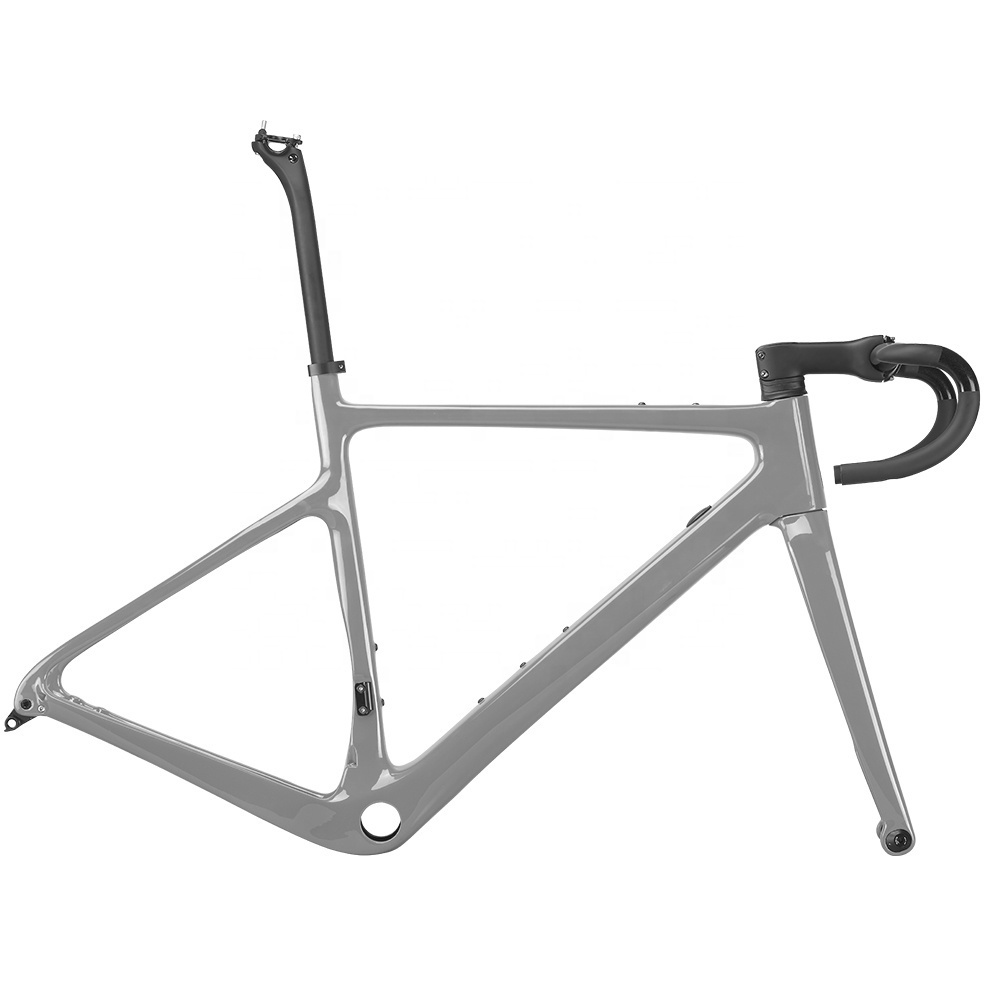 Airwolf Inner Guide T1100 Carbon Fiber Gravel Frames With Handlebar Stem Disc Brake Thru Axle 700C Road Racing Bicycle Frameset