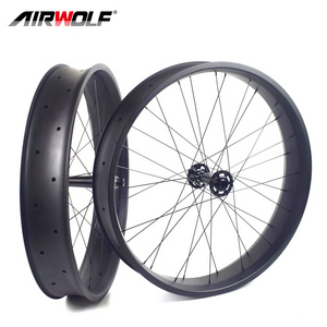 26" Carbon Fat Bike Wheelset 100MM Width Snow Sand Bike Carbon Wheels M74 6 Bolts Carbon Fat Wheels