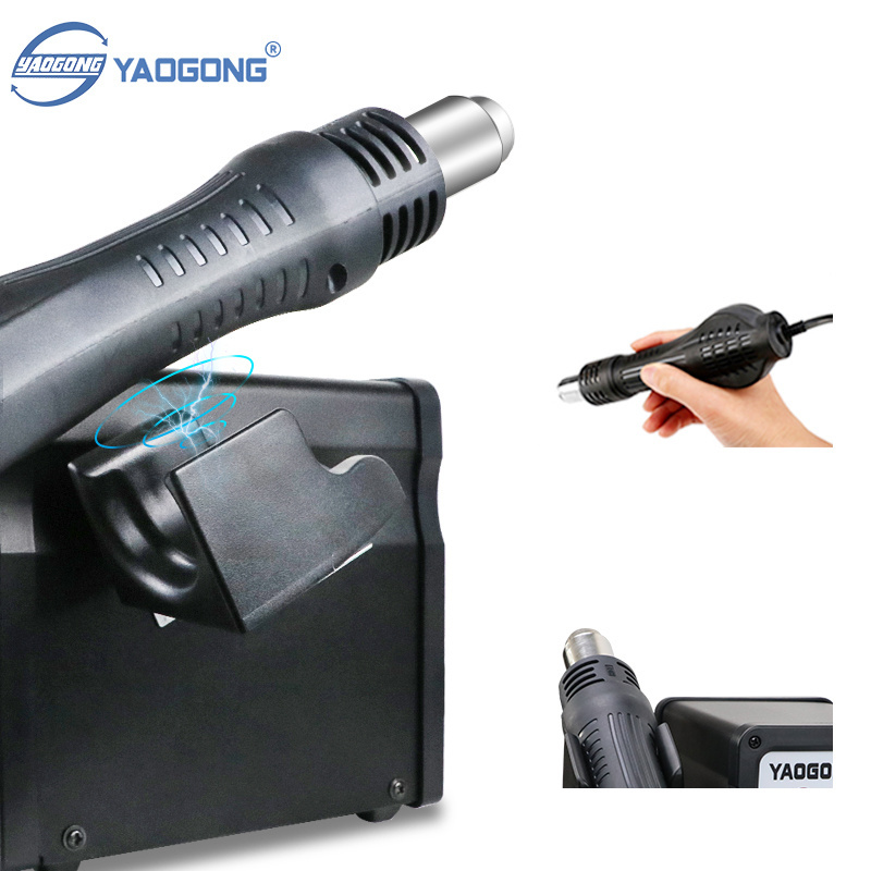 YAOGONG 878D Hot Air Gun Station 2 in 1 Digital Display Adjustable Constant Temperature Desoldering Electric Tool Mobile Repair