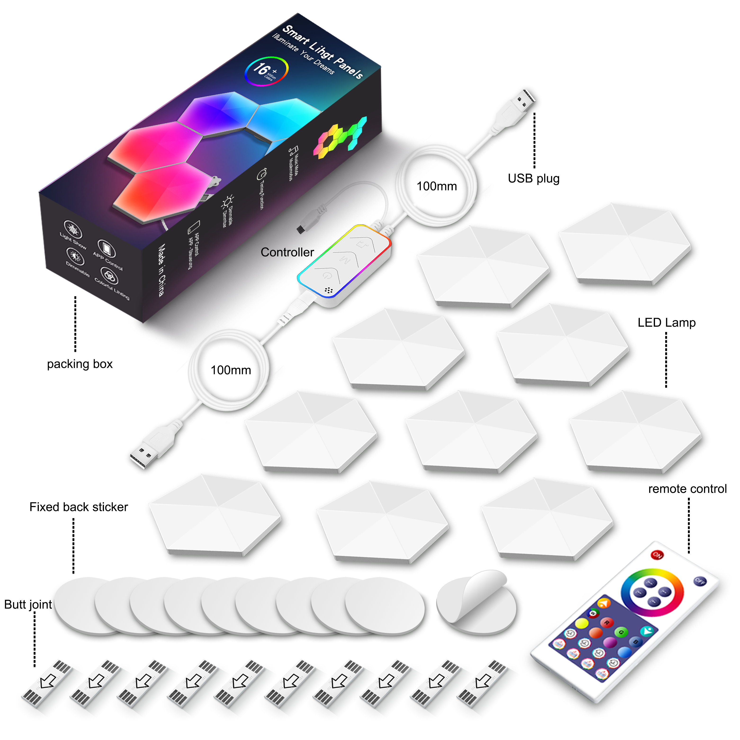 Smart Lights Panels Smart LED  Smart Control Game Sync RGB Voice Control Triangle Wall Light