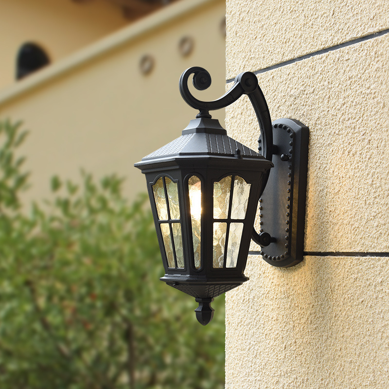 Aged Bronze Lantern Frosted Glass Wall  Outdoor Wall Mount Traditional  Wall Lighting for  Door Porch Doorway Garage