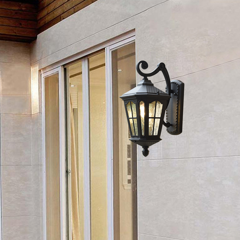 Aged Bronze Lantern Frosted Glass Wall  Outdoor Wall Mount Traditional  Wall Lighting for  Door Porch Doorway Garage