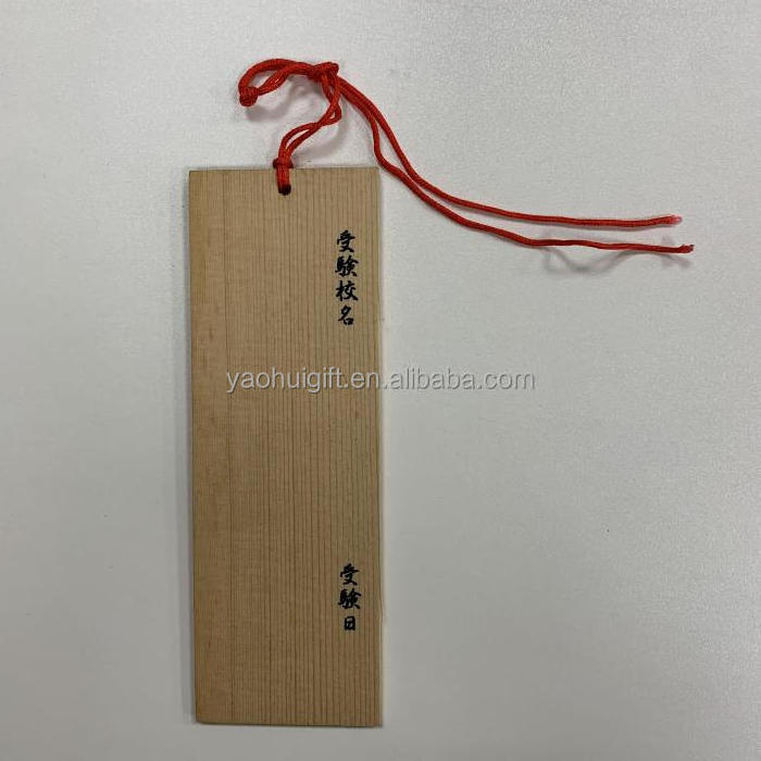 Wholesale Custom Design Blank Wood Hanging Board Wooden Sign with Hole Japanese Ema Pendant Wooden Wishing Card for Temple