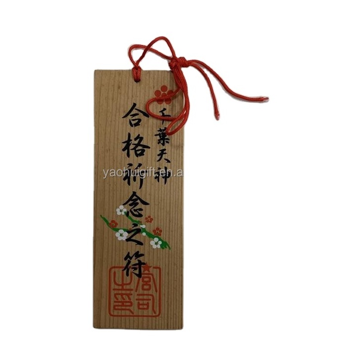 Wholesale Custom Design Blank Wood Hanging Board Wooden Sign with Hole Japanese Ema Pendant Wooden Wishing Card for Temple