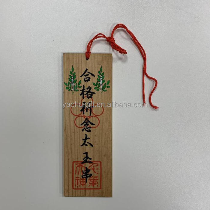 Wholesale Custom Design Blank Wood Hanging Board Wooden Sign with Hole Japanese Ema Pendant Wooden Wishing Card for Temple