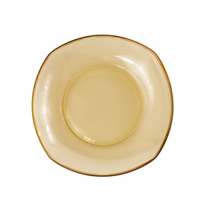 Hot selling glass dinnerware heat resistant amber glass dish plate