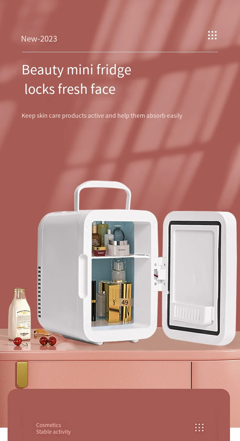 4L Portable 48W Small Car Refrigerator Hot And Cold Cosmetics Fruit And Vegetable Storage Travel Camping Car Refrigerator