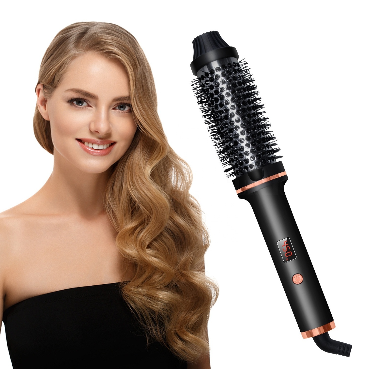 Two-in-one curling wand electric straighter brush hair negative ion hair dryer high-power hot air comb